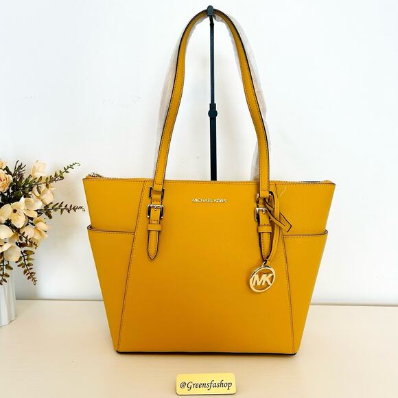 Michael Kors Charlotte Top Zip Tote shoulder bag golden  rod - Picture 1 of 8